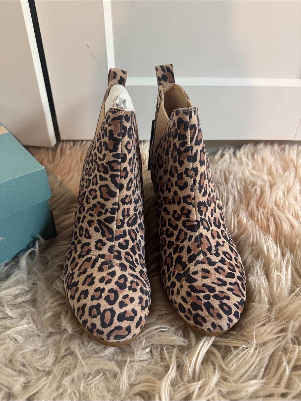 TOMS Leopard Print Chelsea Booties - Women's Tan/Black Ankle Boots